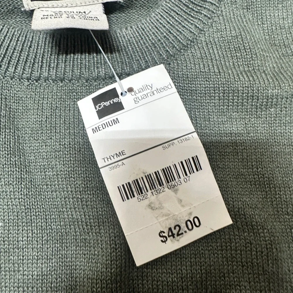 Arizona Jean Company‎ Mens Medium Thyme Green Long Sleeve Crew Neck Sweater